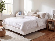 Letto 180 x 200 cm tessuto grigio chiaro con rete a doghe senza testiera