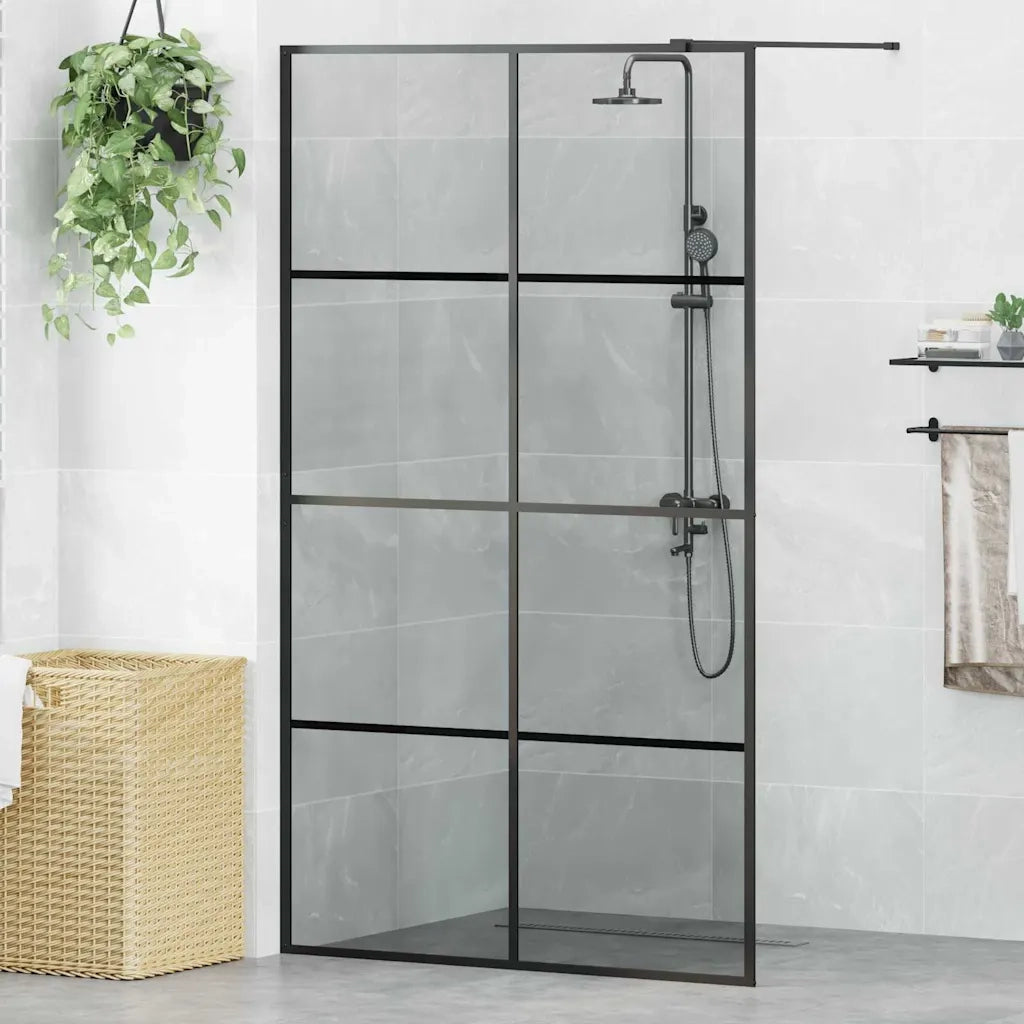 Parete Doccia Walk-in Nero 115 x 195 cm vetro temperato