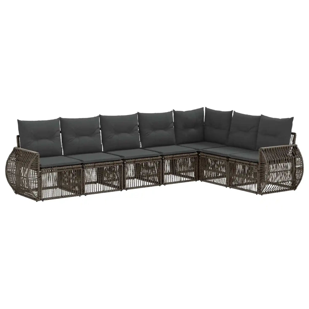 Set Divano da Giardino 7 pcs Grigio e Grigio Scuro polyrattan 3435428