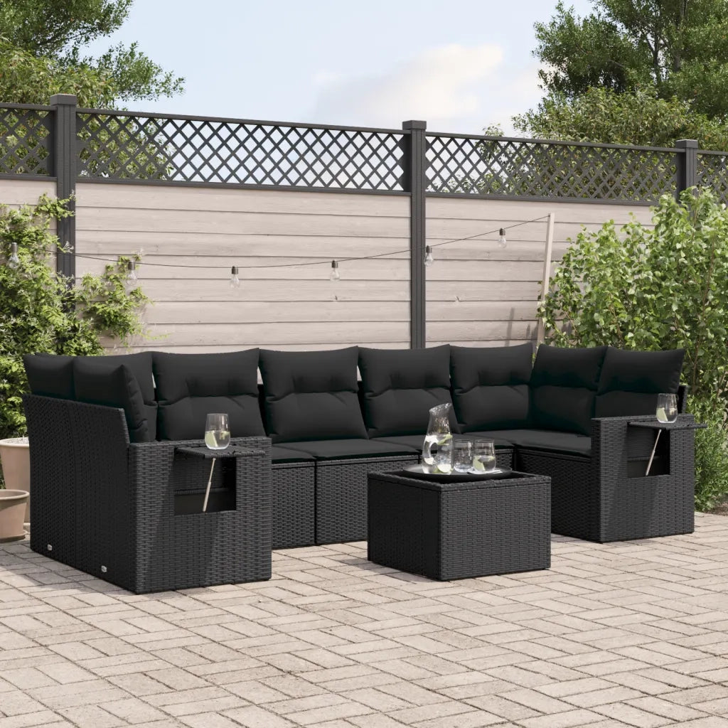 Set Divani da Giardino con Cuscini 8 pz Nero in Polyrattancod mxl 89253