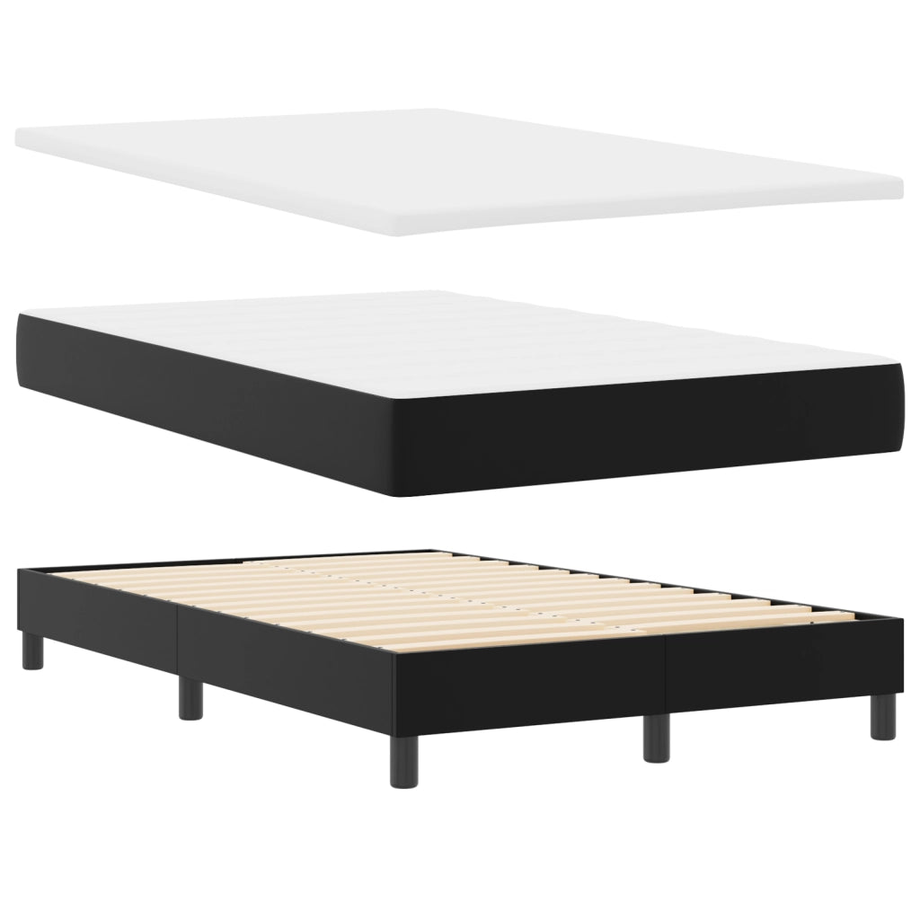 Letto a Molle  con Materasso Nero Matrimoniale Piccolo in Ecopelle