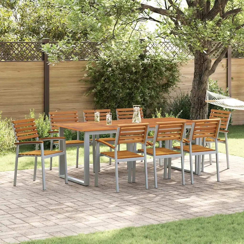 Set da Pranzo per Giardino 9 pcs Grigio 3284350