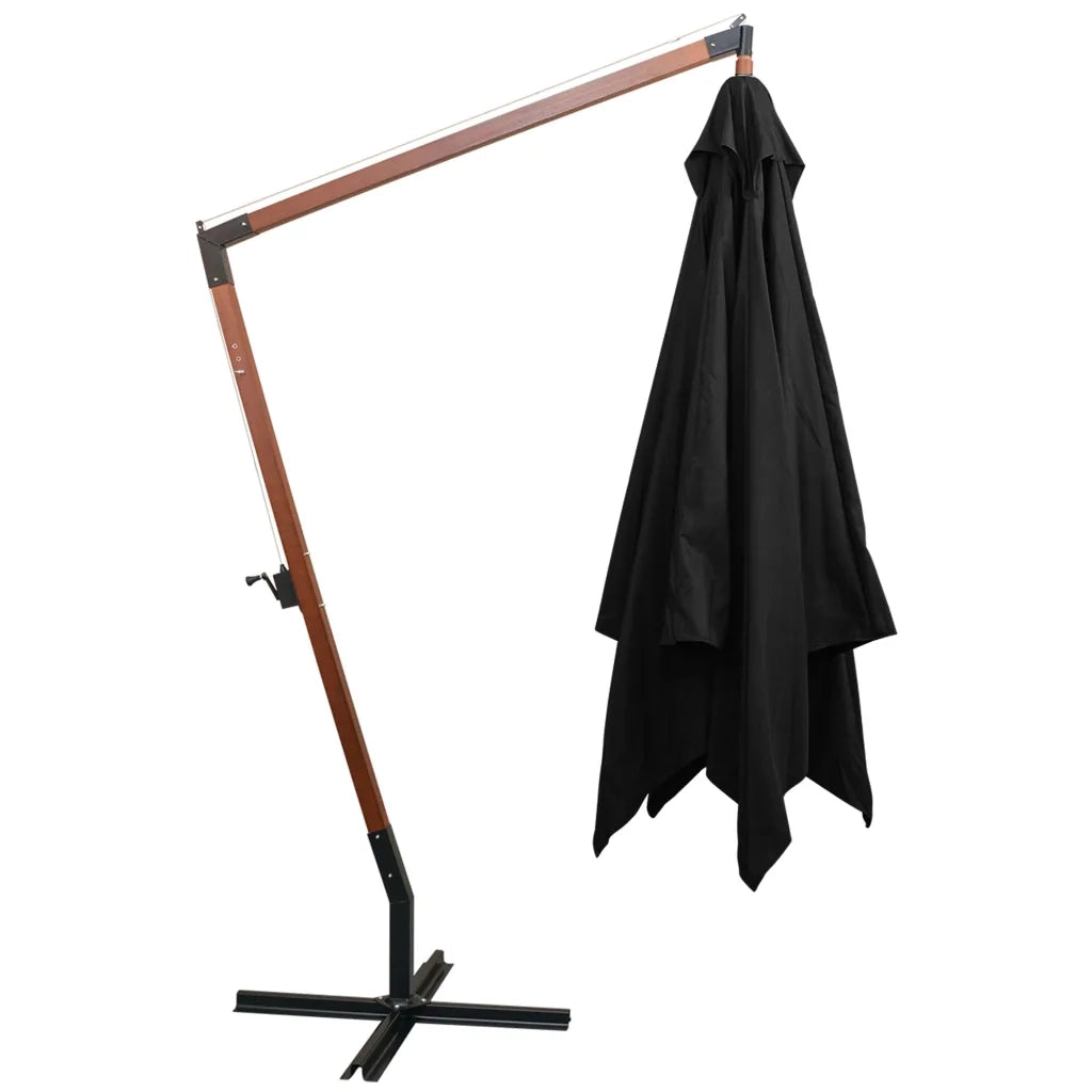 Ombrellone a Sbalzo-Ombrello da giardino Nero 3x3 m Palo in Abete Massello