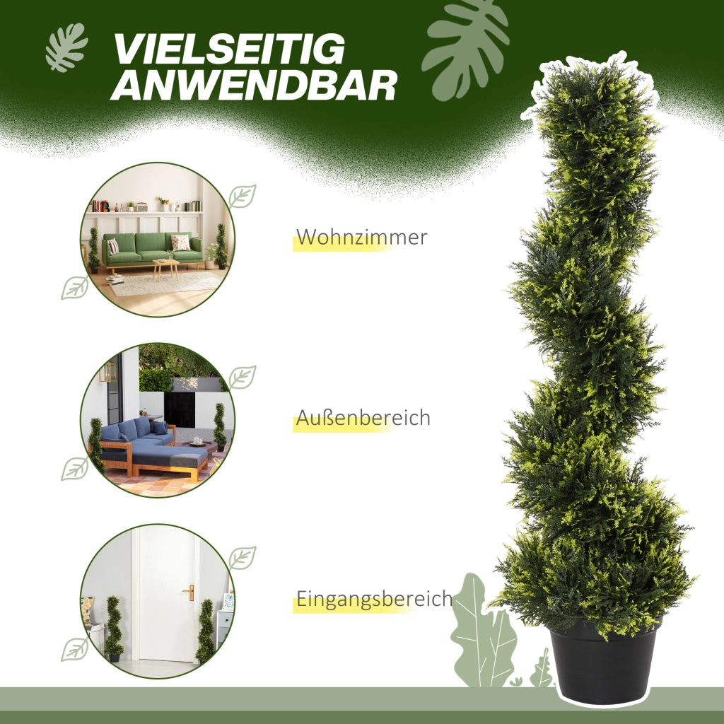 Set di 2 grandi cedri artificiali, 90 cm, pianta artificiale, piante di cedro artificiali in plastica in vaso, pianta a spirale, dall'aspetto