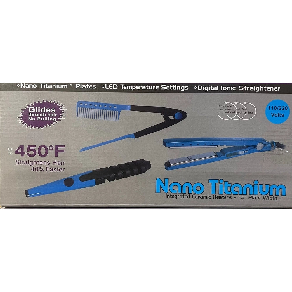 Trade Shop - Set Piastra 3in1 Per Capelli In Nano Titanio Ceramica Con Ferro Arricciacapelli Pettine -