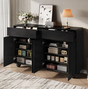 Madia nera 140x38x89 cm con 2 cassetti; 4 ante e ripiani regolabili HOMVRA