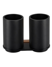 Portabicchieri doppio GALLA in ottone nero e oro 17 x12,3 x7,9 cm