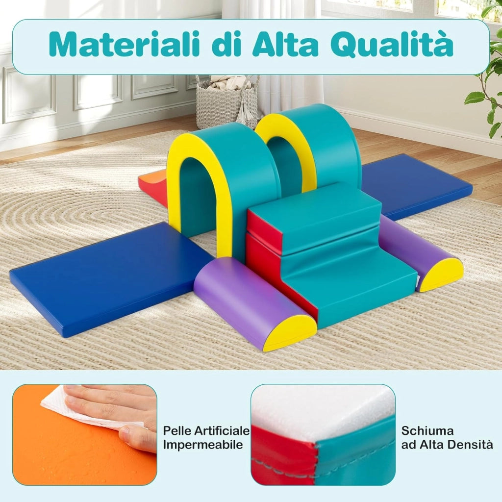 Set di 10 Blocchi da Arrampicata in Schiuma, Palestra da Gioco in Morbida Pelle Sintetica, Strutture Leggere per Scalare, Arrampicarsi, Scivolare, per Bambini 1+ Anno (Verde)