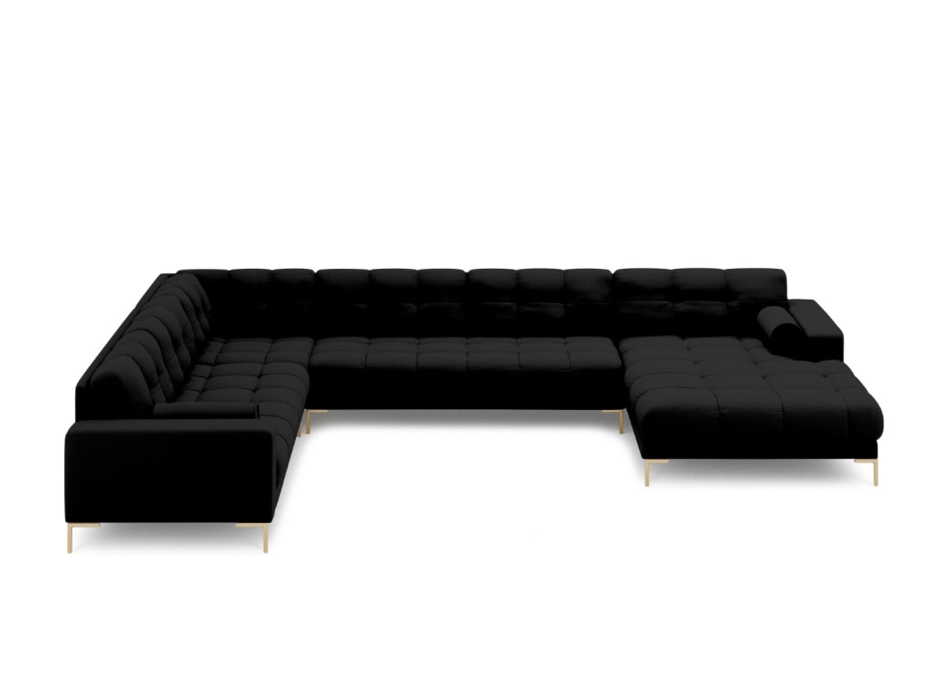 Cosmopolitan Design - Divano panoramico sinistro "Bali" 7 posti in tessuto strutturato nero 