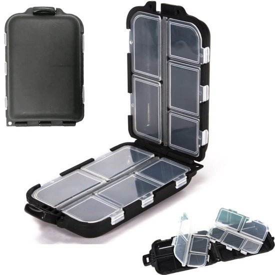 Set di due contenitori portatili - 10 compartimenti - 2 chiusure - PVC resistente - leggero - chiusura a doppia sicurezza