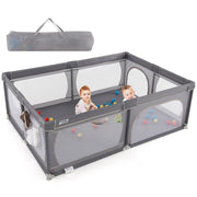 Recinto bambini con rete traspirante tasca portaoggetti apertura a cerniera, Box giochi per neonati Grigio scuro-Cancelletti di sicurezza