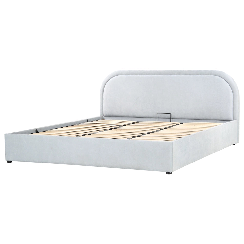 Letto matrimoniale EU Azzurro Tessuto di ciniglia 180 x 200 cm Struttura imbottita con contenitore