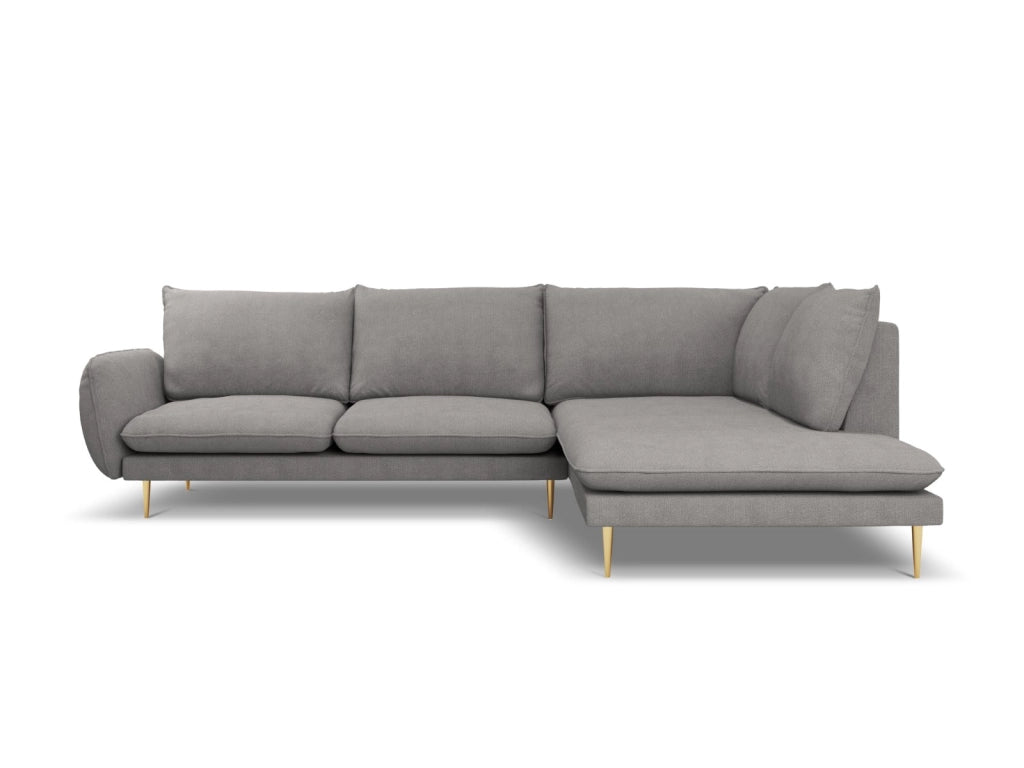 Cosmopolitan Design - Divano angolare destro "Vienna" 6 posti in tessuto strutturato grigio scuro 