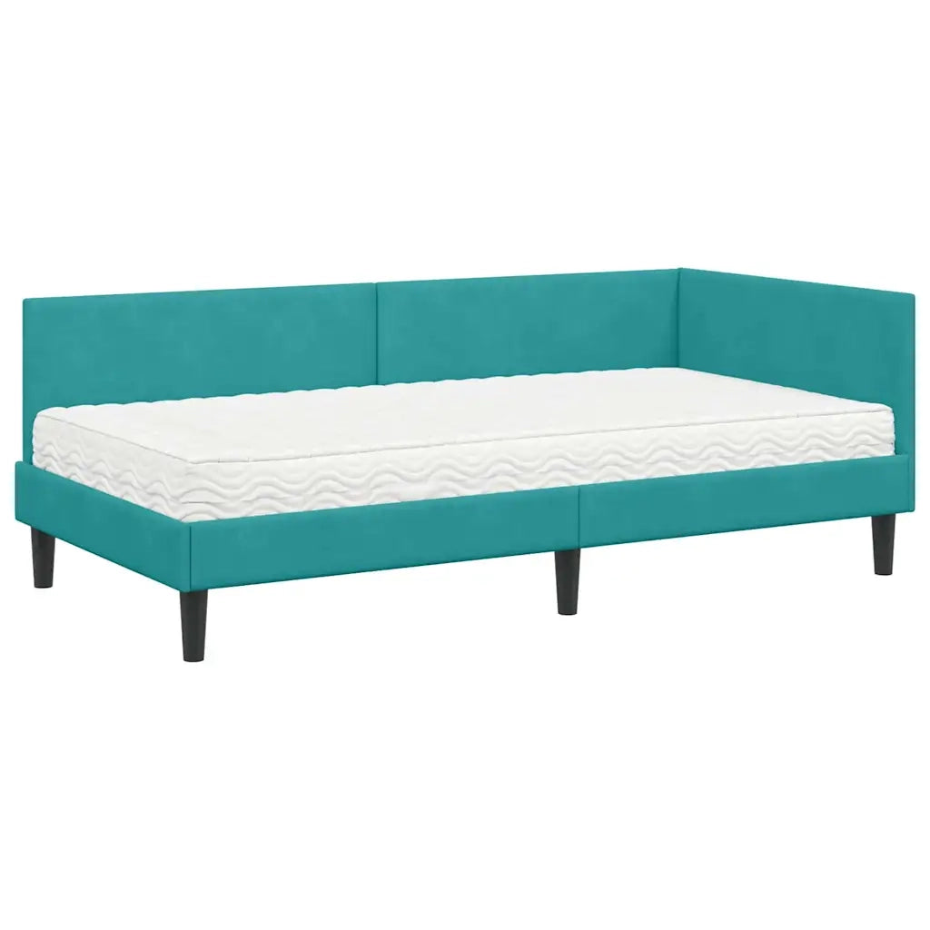 Struttura Letto Angolare con Materasso 2 pcs Turchese Velluto