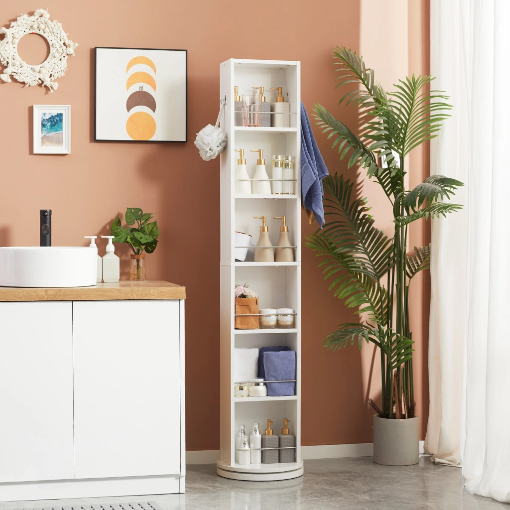 Colonna bagno con specchio e 6 ripiani ¨C zephmum ¨C 36x36x171 cm bianco