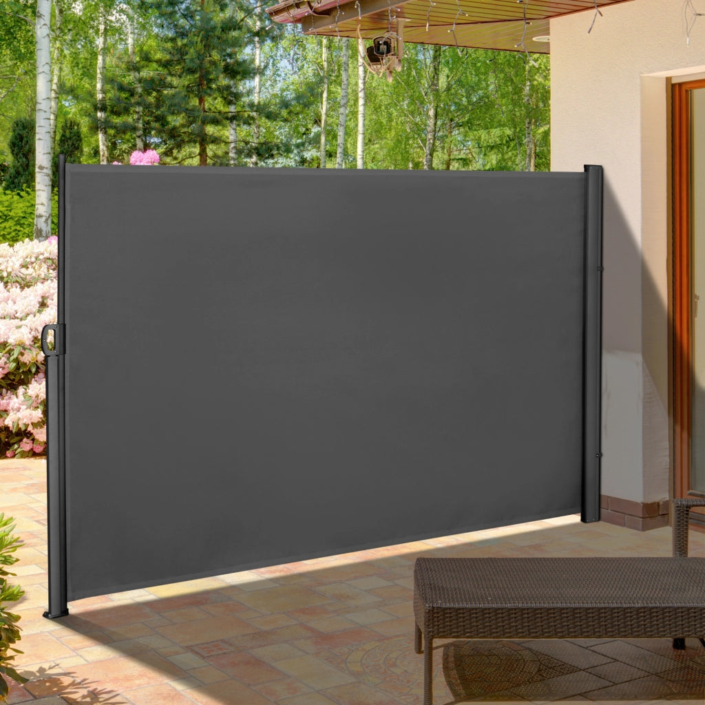 Frangivista da Giardino Estensibile 3x1.8m, Poliestere Anti UV e Alluminio, Grigio