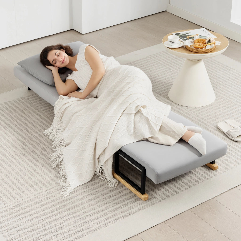 Divano Letto Singolo Pieghevole Convertibile 4 in 1 ¨C zephmum ¨C 63x73x81 cm Grigio