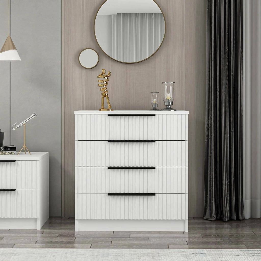 Vicente, Cassettiera 7 Cassetti, 72x42x77h cm Bianco