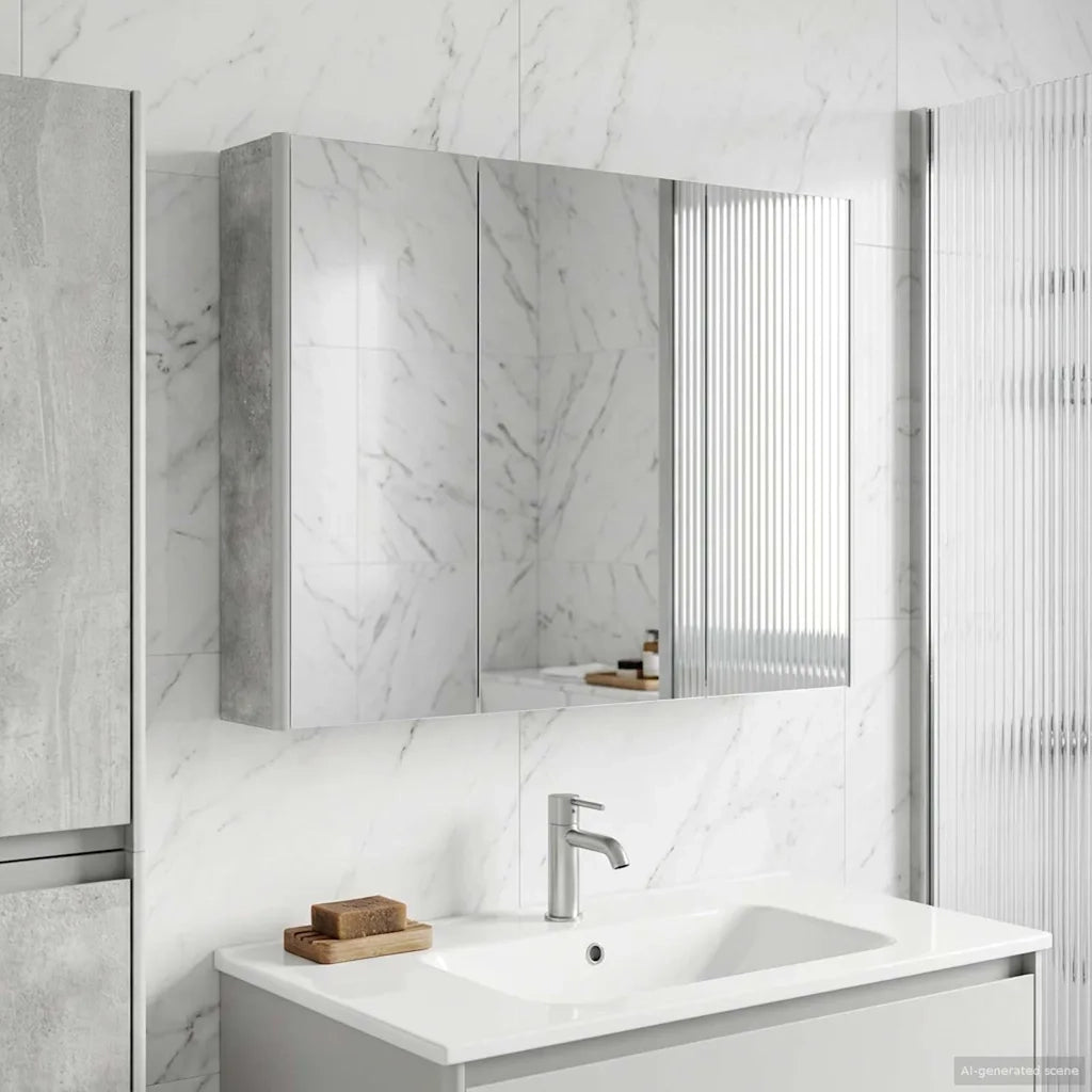 Mobiletto per specchio da bagno Grigio cemento