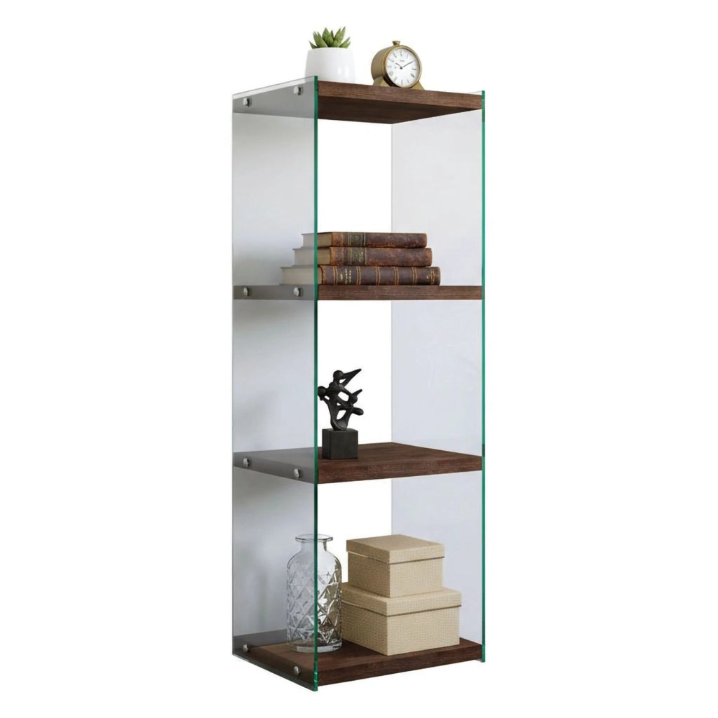 Libreria Zenobie, Scaffale da ufficio, Mobile portalibri, Biblioteca, 40x35h120 cm, Noce