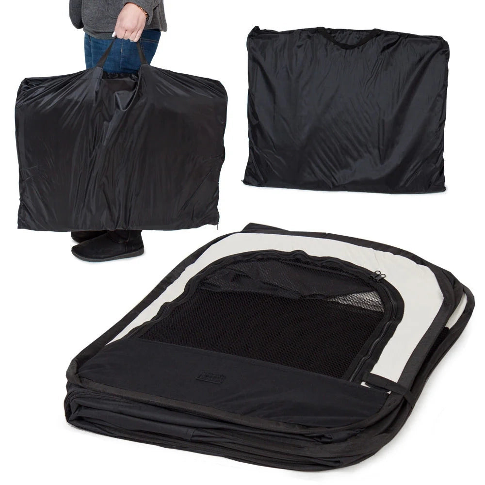 Box per cuccioli cani pieghevole recinto per animali nero 125 x 125 x 64 cm 08_0000522