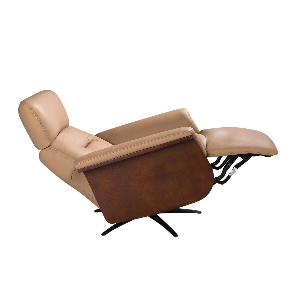 Poltrona relax girevole in pelle marrone