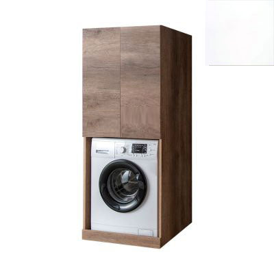 Mobile Lavanderia a Colonna per Lavatrice o Asciugatrice con 2 Ante Installabili Sopra o Sotto 70x70x174A cm in