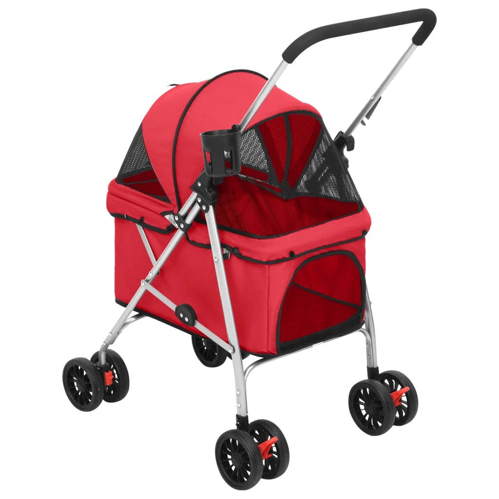 Passeggino per Cani Pieghevole Rosso 76x50x100cm Tessuto Oxford 172199