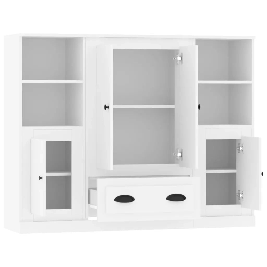 Credenze 3 pz | Madia | Buffet da pranzo | Armadio da pranzo Bianche in Legno Multistrato