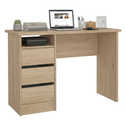 Scrivania Huaning, Scrittoio multiuso, Tavolo per ufficio porta PC, Piano di lavoro, 110x49 h76 cm, Rovere