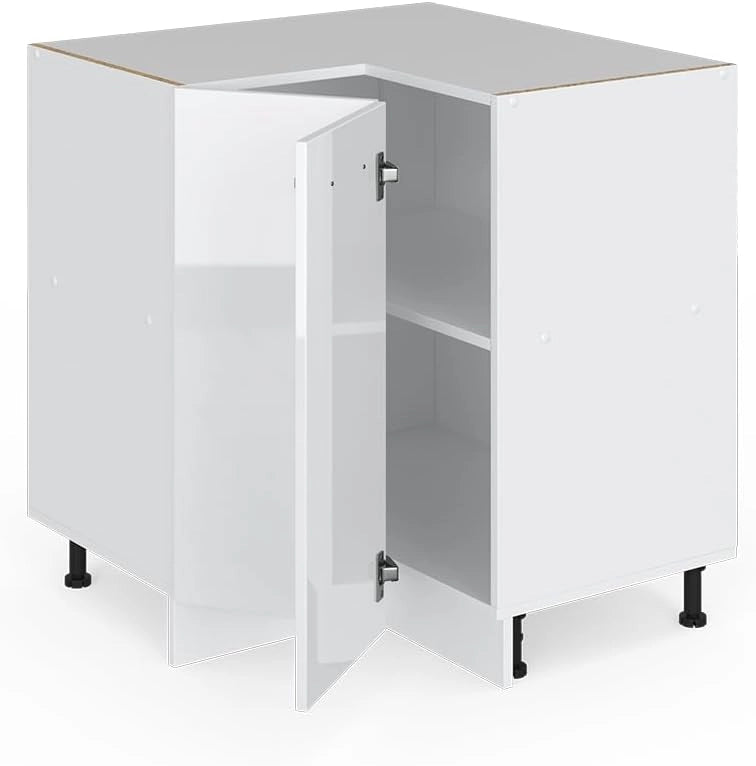 Mobile ad angolo cucina R-Line, Bianco lucido, 75.6 cm senza piano di lavoro, per la libera combinazione all'interno di sistemi cucina modulari