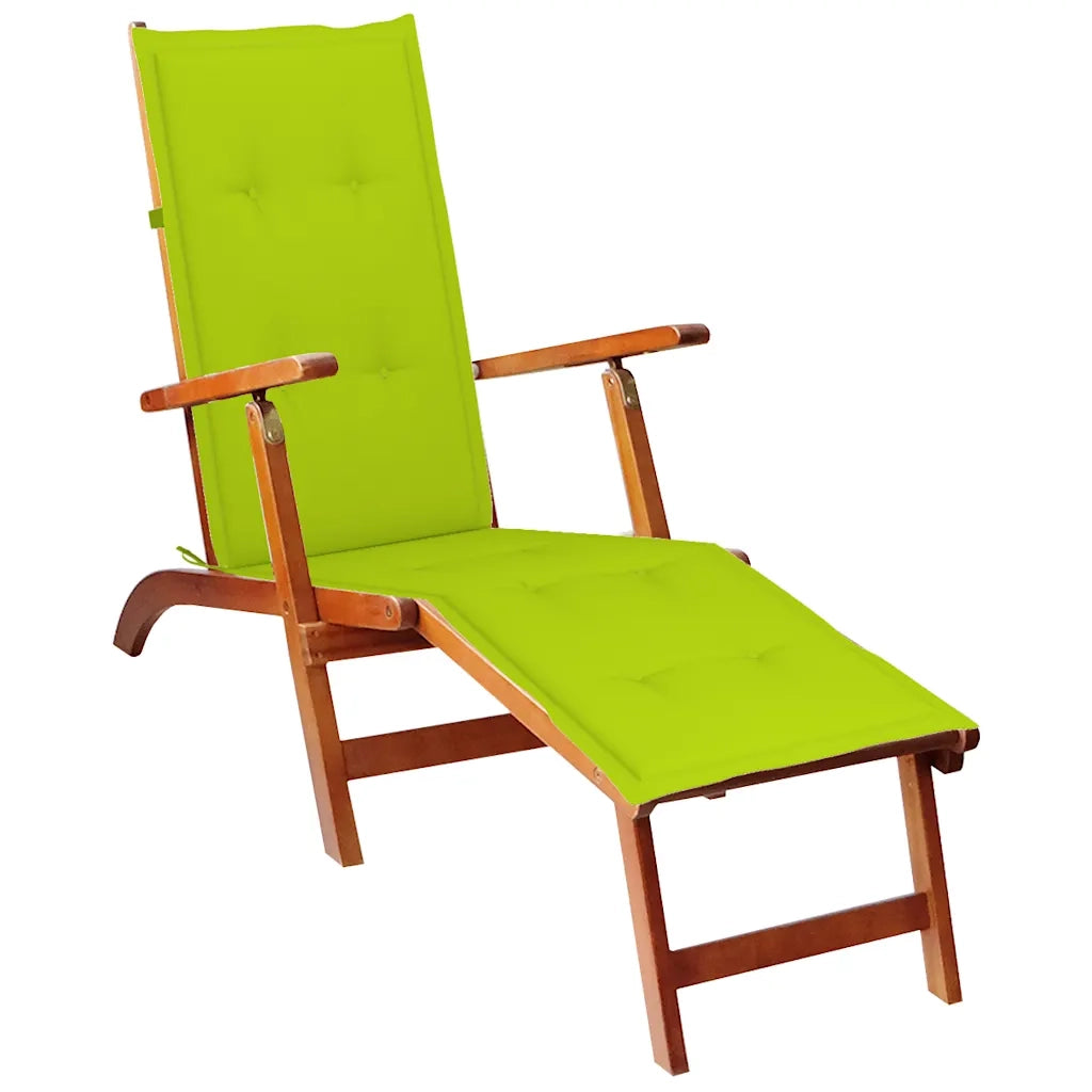 Sdraio da Esterni con Poggiapiedi e Cuscino Massello di Acacia cod mxl 74983