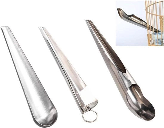 3 dispenser per uccellini con manico lungo in acciaio inossidabile per alimentazione a mano - ideale per uccelli, conigli e hamsters