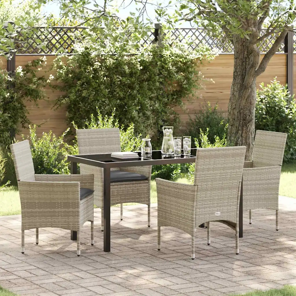 Set da Pranzo per Giardino 5 pcs Grigio chiaro polyrattan