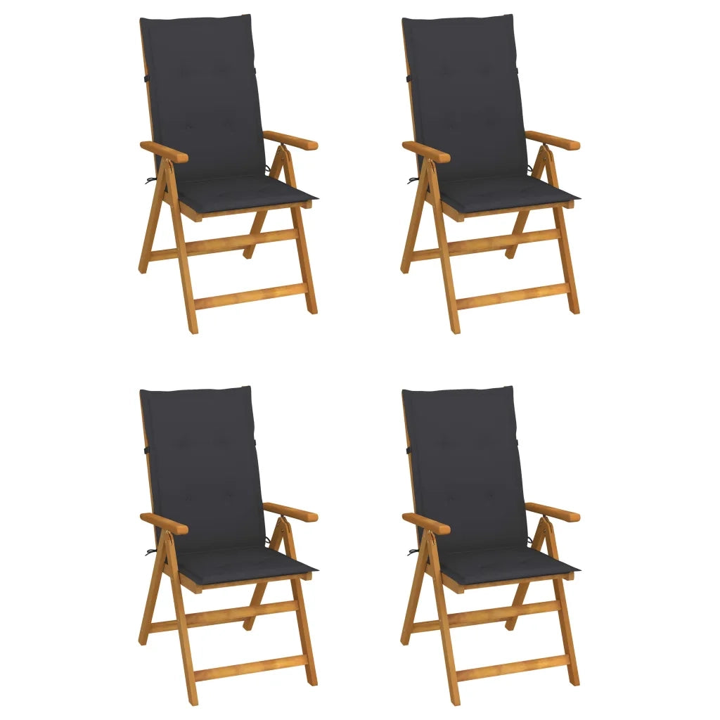 Sedie da Giardino Reclinabili 4 pz con Cuscini Massello Acacia cod mxl 7224