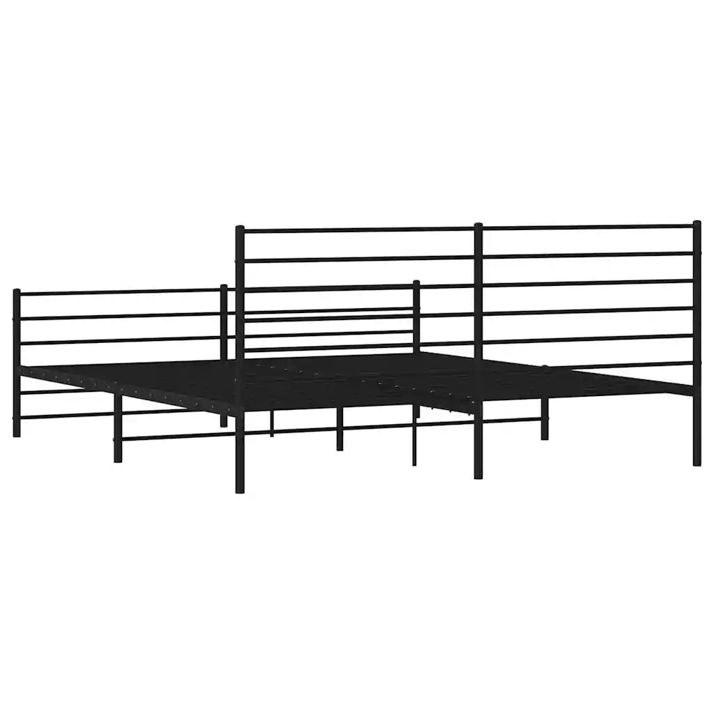 Giroletto con Testiera e Pediera Metallo Nero 183x213 cm 352342