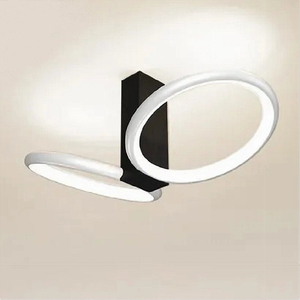 Trade Shop - Plafoniera Led 22w 2 Cerchi Bianco Moderno Lampadario Soffitto Doppio Anello 50537 -