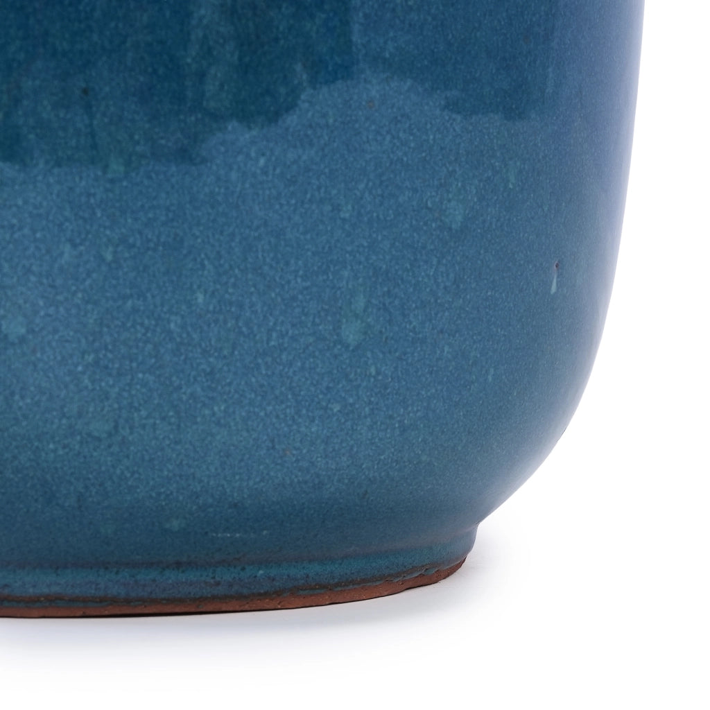 Set di 3 vasi in ceramica smaltata turchese con fori di drenaggio, Ø 38/30,5/23 cm