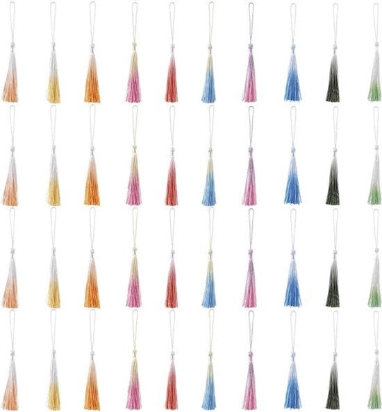 Mini pennelli a floss - Artigianato - Colorati - Fatti a mano - Pennelli a floss mini - Chiave da parete - Fai da te stesso - Leggeri come la seta - 40 pezzi - Colorati