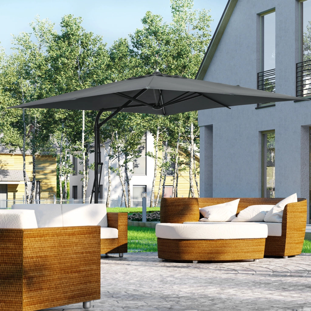 Ombrellone Quadrato Giardino ¨C zephmum ¨C 2.5x2.5m Grigio Scuro Base Incrociata