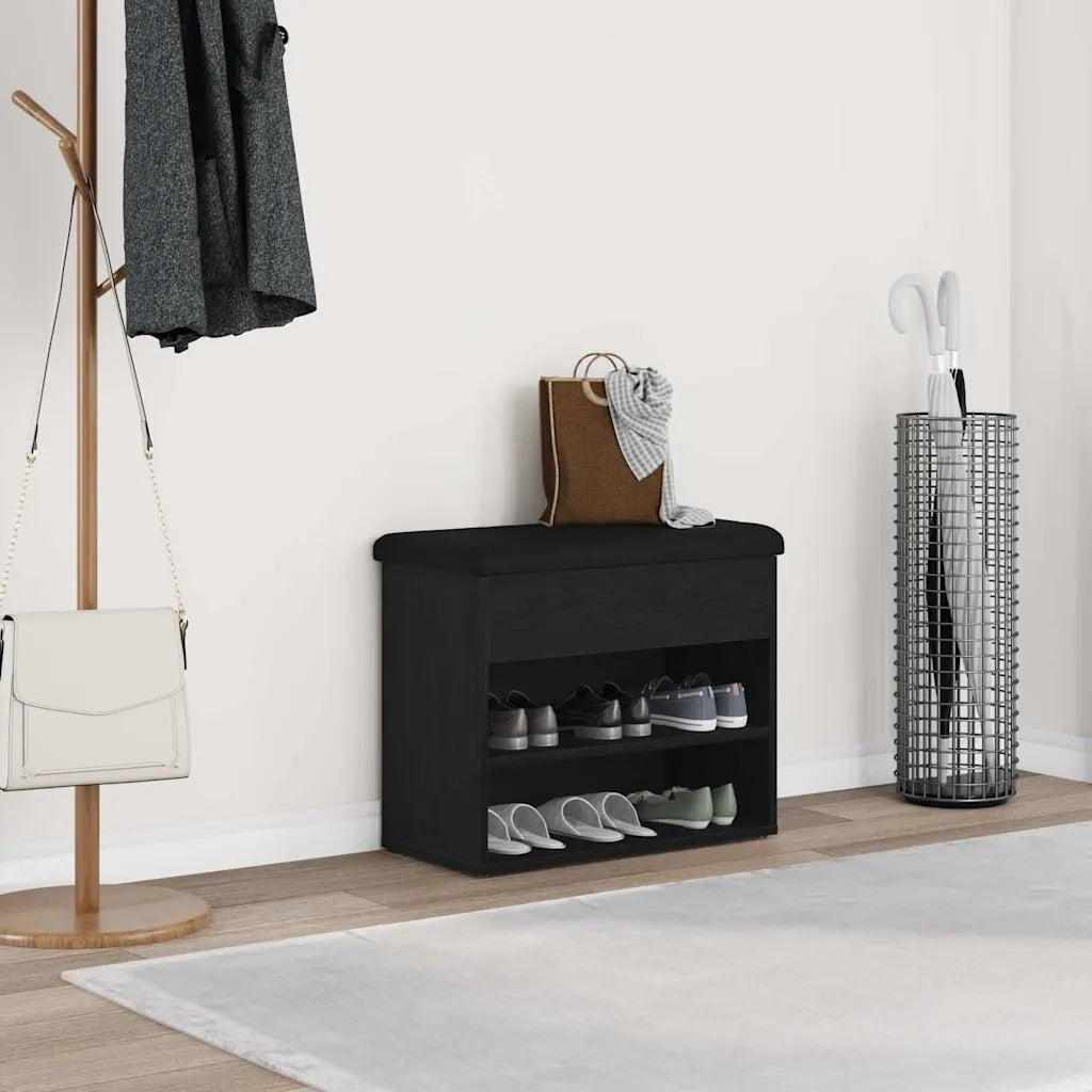 Panchina con contenitore Rovere Nero 62 x 32 x 50 cm 862990