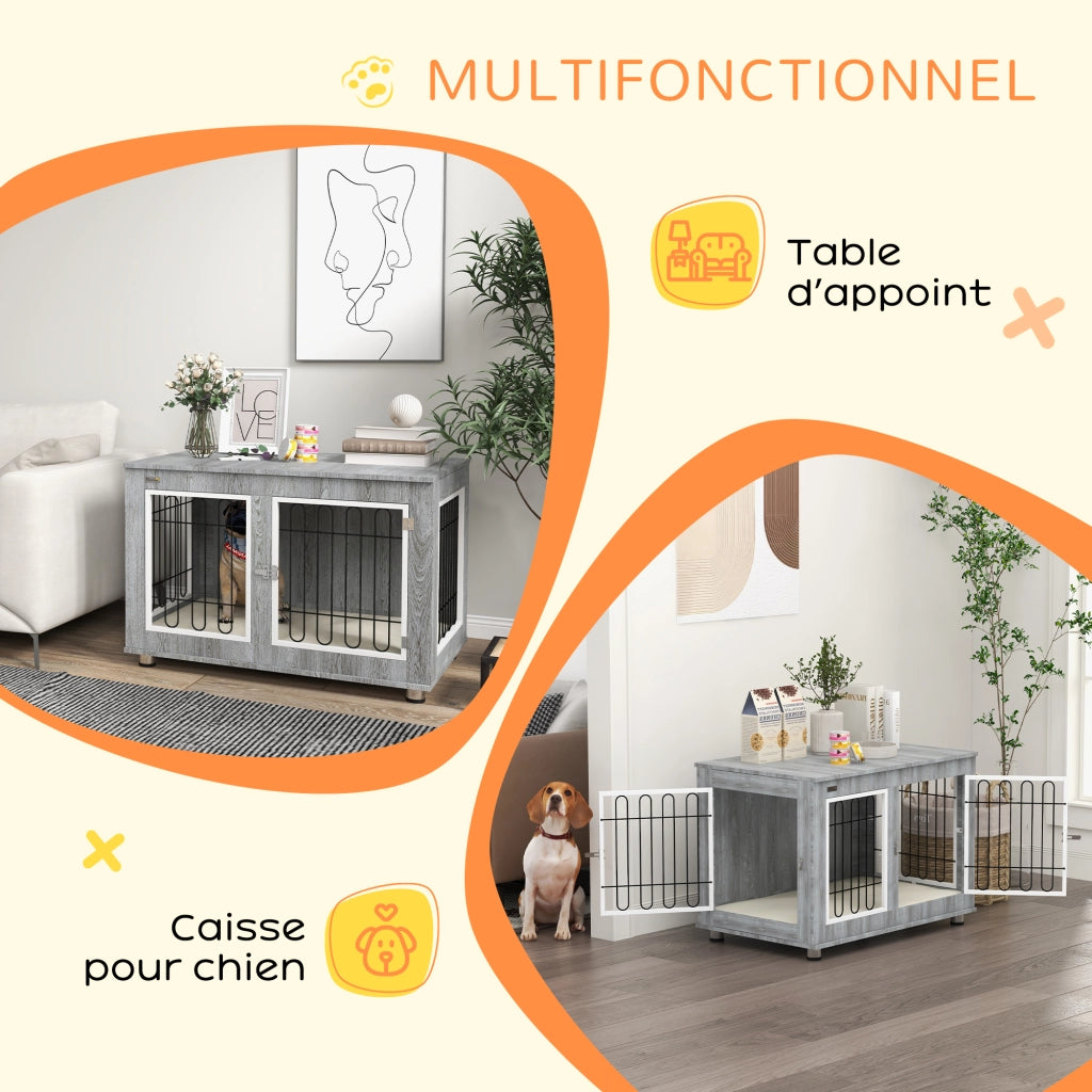 Gabbia per cani con cuscino amovibile ¨C zephmum ¨C grigio 90x58x65 cm