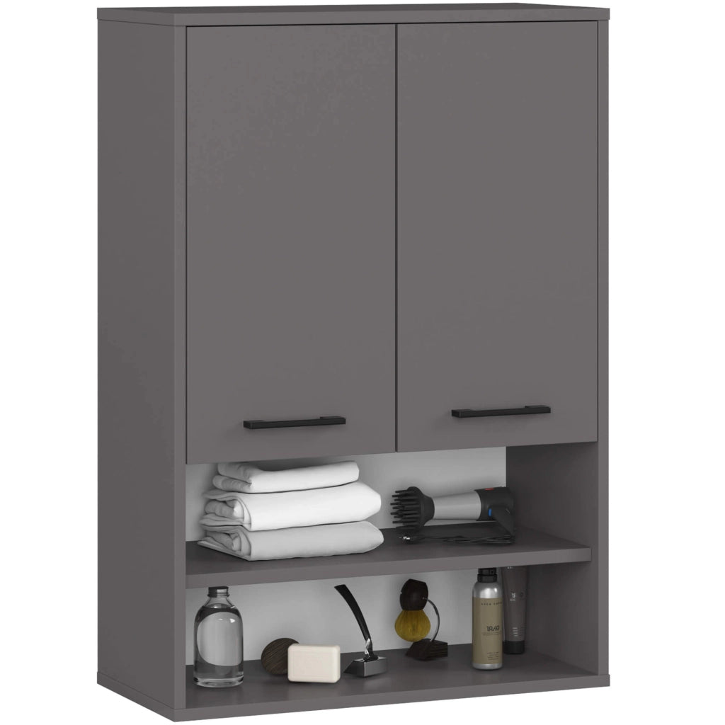 Mobile bagno sospeso AKORD FIN H934 W64 Grigio Grafite 2 ante 64x94x30 cm