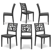 Set 6 sedie in polipropilene TETI, impilabile, resistente ai raggi UV, design moderno, ideale per sala da pranzo, cucina, sala d’attesa, bar, ristoranti o giardino, colore Ghisa