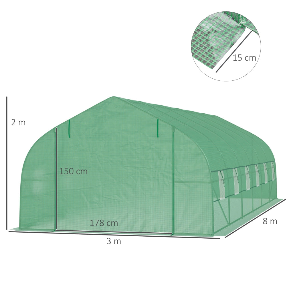 Serra da Giardino a Tunnel 8x3x2m ¨C Zephmum ¨C PE e Acciaio, Verde