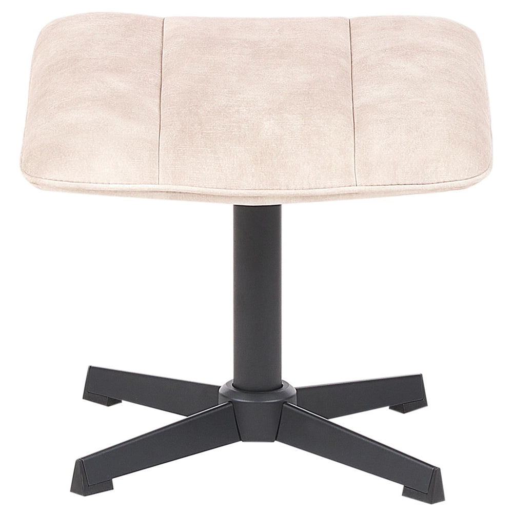 Poltrona girevole con poggiapiedi Velluto beige Base singola Seduta imbottita