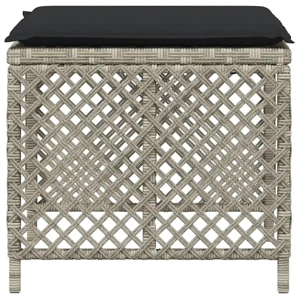 Sgabelli Giardino Cuscini 4pz Grigio Chiaro 41x41x36 Polyrattan