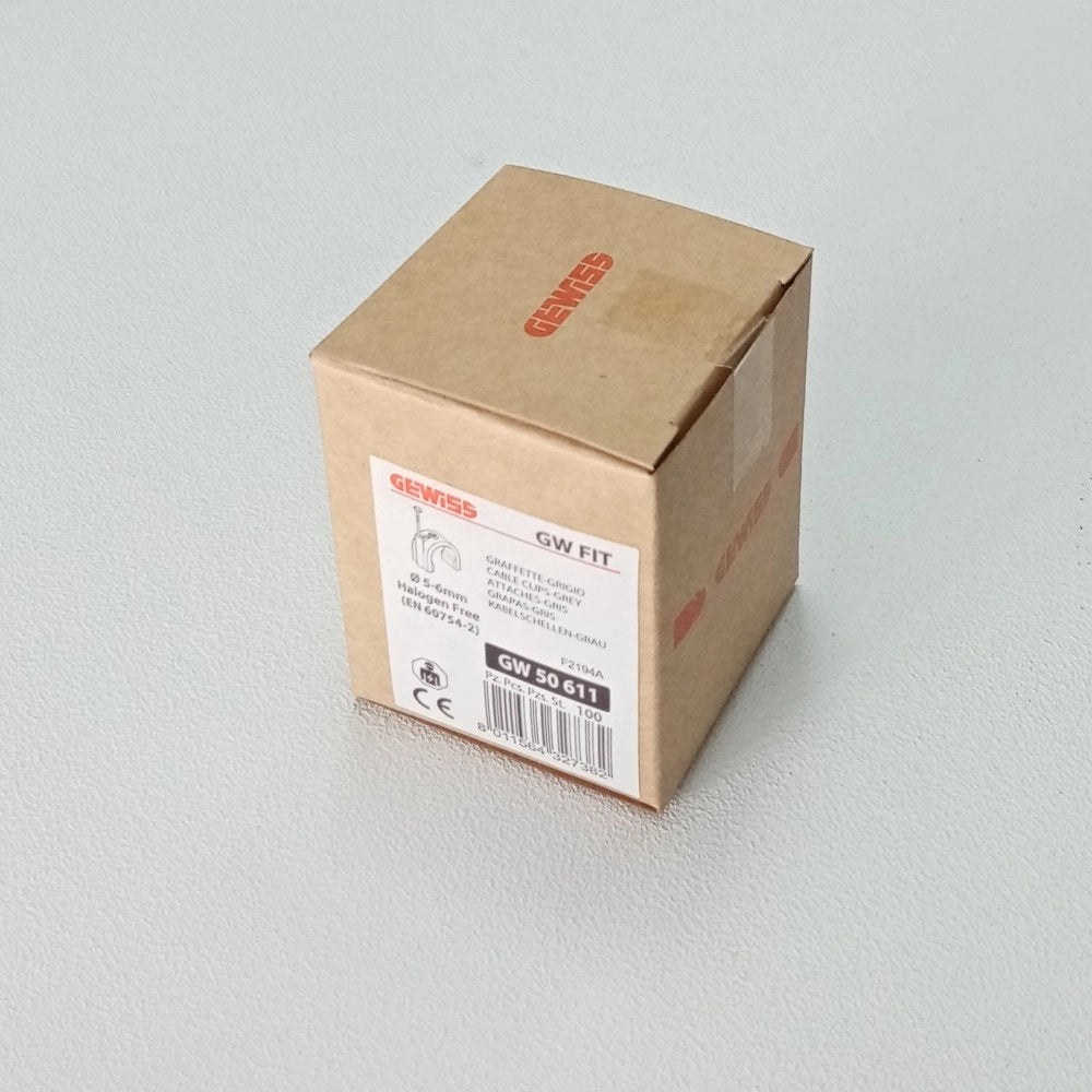 Chiodini 5-6mm box da 100pz graffette fissacavo colore grigio ral 7035