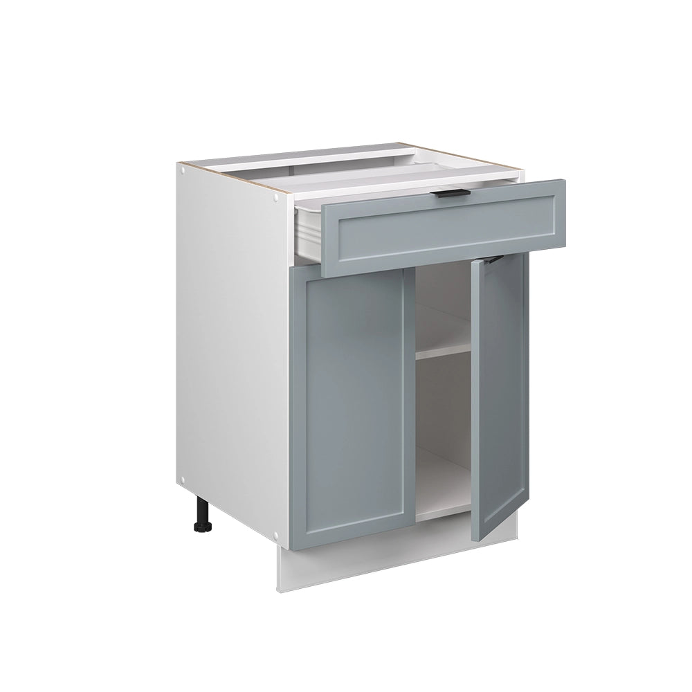 Mobiletto base per cucina Fame-Line Blu-grigio chiaro/Bianco 60 cm con cassetto, PL Rovere Vicco