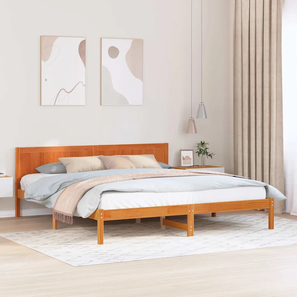 Struttura del letto Marrone 200 x 200 cm Legno massello di pino 872178